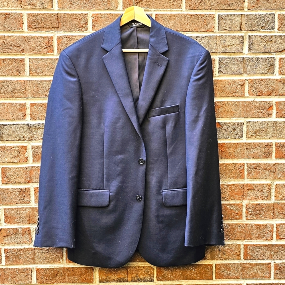 JoS. A. Bank 100% Wool Traveler Sports Coat/Blazer/Suit Jacket | Navy Men's 40R